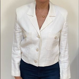 Womens White 100% Linen Jacket, lined